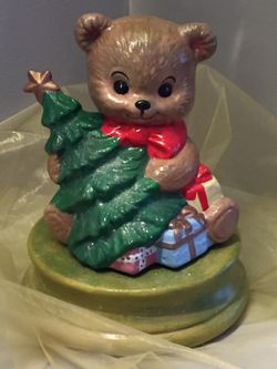 Christmas Ceramic Teddy Bear with Holiday Musical