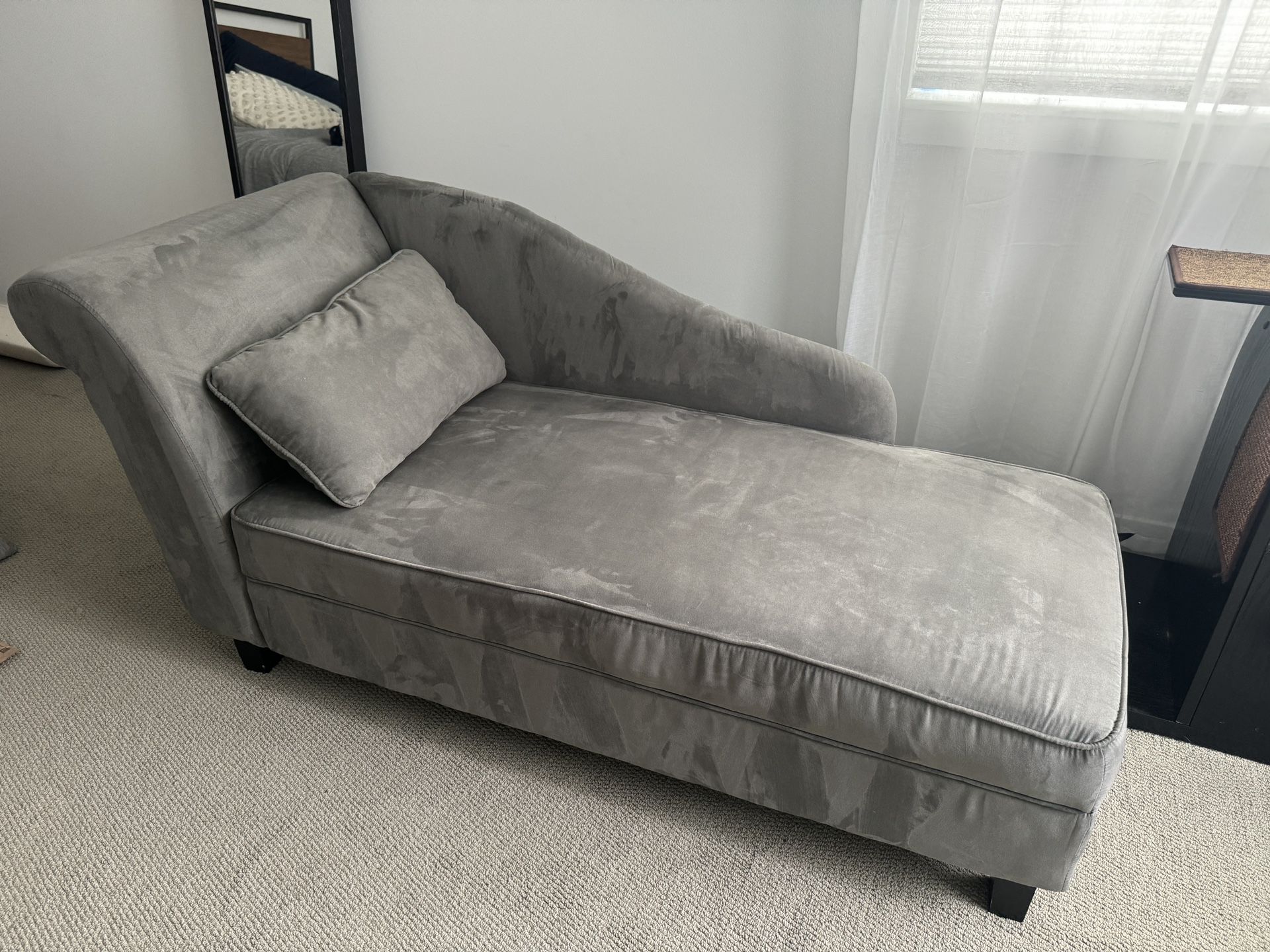 Microfiber Suede Chaise With Storage