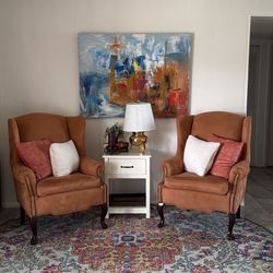 2 Matching Wingback Chairs – Comfortable Accent Chairs