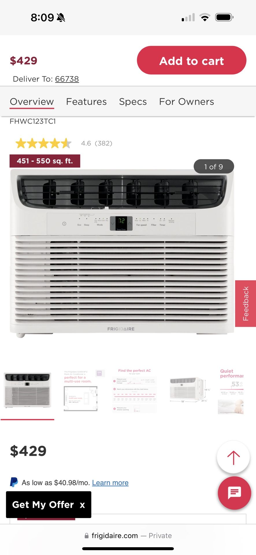 Frigidaire 10,000 BTU Window Ac