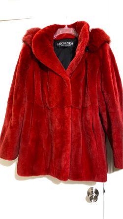 Sheared mink hooded coat. Size L