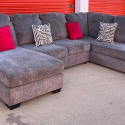 Sectional Couch Big Color Gris No Pillow Red Precio Firmé No Delivery 