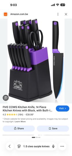 Purple and black knife set
