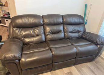 Brown Leather Power Reclining Sofa