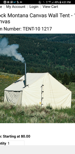 Cabelas Montana wall tent 10x12 with 5 inch access hole for wood