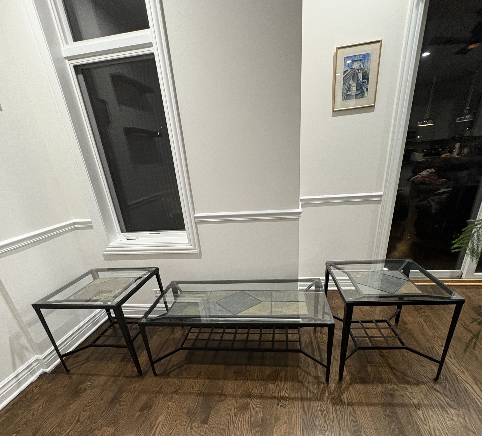 Coffee Table Set Glass And Metal