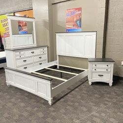 White And Brown Queen Bedroom Set 