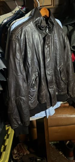 Brown Leather Bomber Jacket