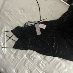 Black Sequins Prom Dress 