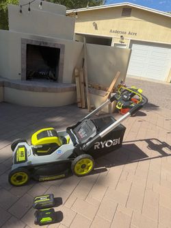 Ryobi Lawn Mower - Self Propelled All-Wheel Drive with Two Batteries and Charger
