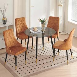 380 Modern Dining Chairs, 4 Upholstered Dining Chairs Velvet Armless Chairs