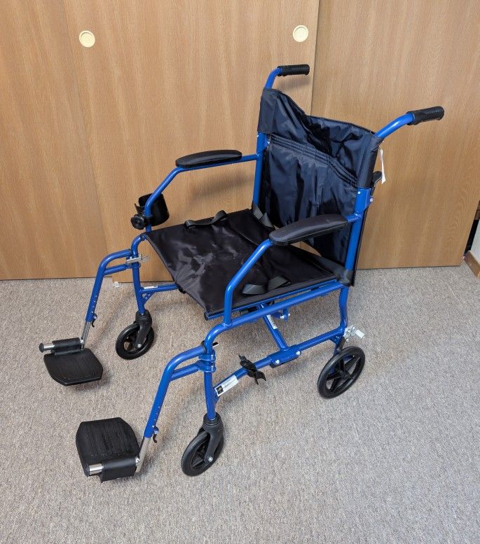 Medline Ultra Lightweight Foldable Transport Wheelchair For Adults