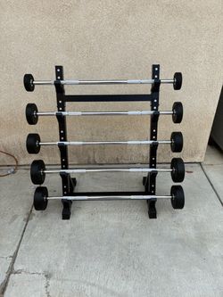 NEW 20-60 LBS Straight Bar Set with Rack, Home Gym Equipment Barbells Dumbbells  Fitness Weights