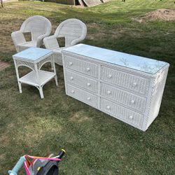 White Wicker Furniture Set (See Description For Prices)