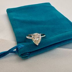 3 Carat Moissanite Pear (Teardrop) Ring Sizable