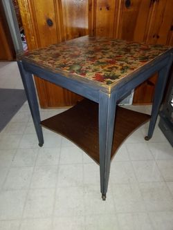 Fabric Decoupage Table On Wheels