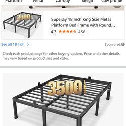 King Size Bed Frame. 18 Inch High 