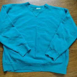 Vintage 90s Teal Blue Color Crewneck Sweatshirt Similar To Champion And Russell Size XL 