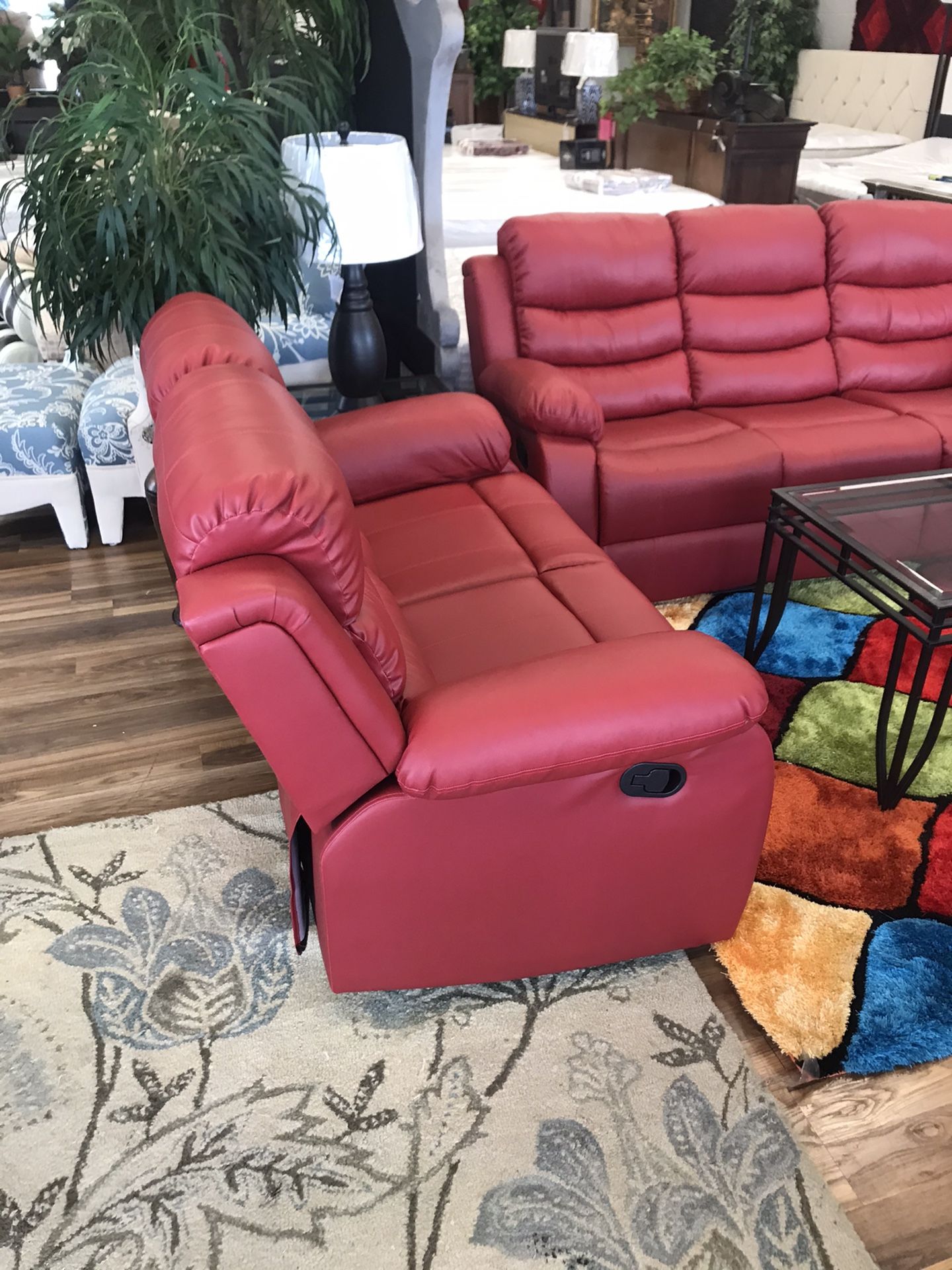 Living room red couch and Loveseat