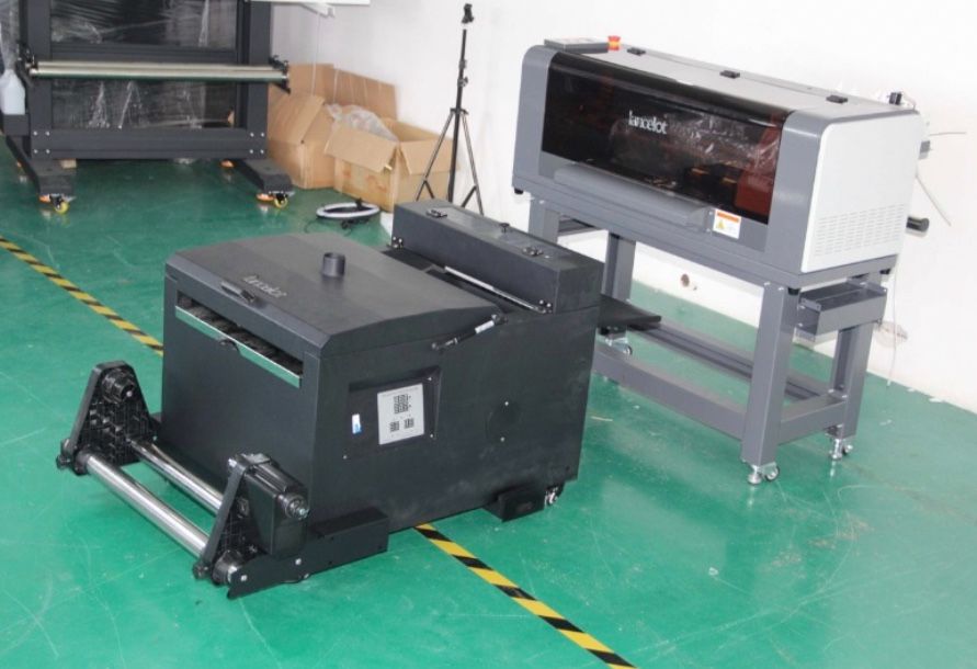 17” DTF Printer + 17” Powder Glue Shaker + 20” Heat press + Tshirt Tag heat Press + Extra supplies!