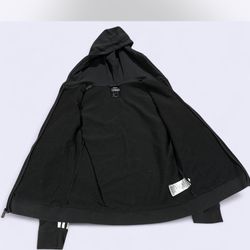 Adidas black zip-up hoodie with white stripes Size M