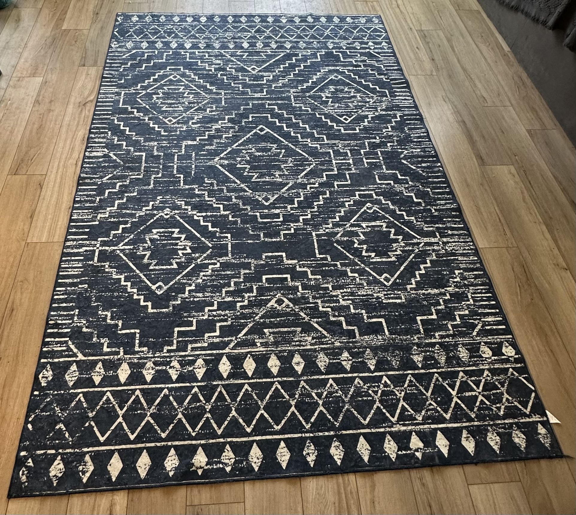 Washable 6x9 Rug, Blue Large Living Room Area Rug