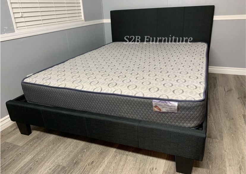 Ck Black Platform Bed With Ortho Mattress Included!!