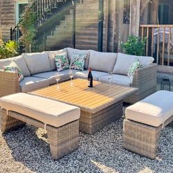 BRAND NEW 9-Person Outdoor Sectional Set - Patio Sofa with Benches and Table
