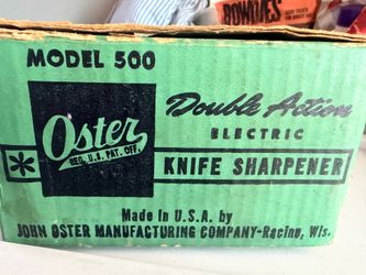 Vintage Oster Model 500 Double Action Electric Knife Sharpener w/ Original Box – Made in USA