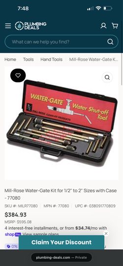 Water gate kit 1/2”-2”