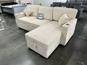 Beige sofa bed