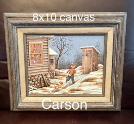 Christmas / Winter Oil Painting By Carson
