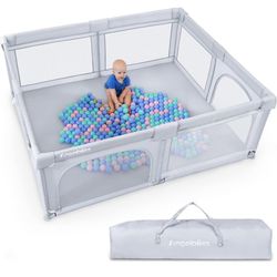 ANGELBLISS Baby playpen, extra-large playpen, indoor and outdoor children's activity center with non-slip base, resistant safety playground with mesh