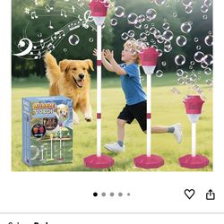 Bubble Machine for Kids, Automatic Standing Bubble Maker Machine Height Adjustable Up to 47 Inches Outdoor Battery Bubble Machine with Light/Music for