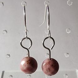 Rhodonite And Silver Earrings 