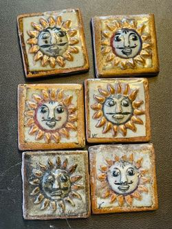 6 Vintage Mexican Ceramic Tiles