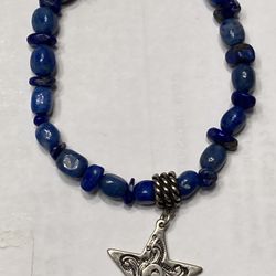 Blue Stone Stretch Bracelet With Star 