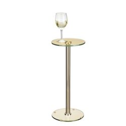 Design Glass Top Side/End Drink Table - Tall Modern Round Accent Metal Nightstand Furniture for Living Room, Dorm, Home Office, and Bedroom - 9.5" Rou