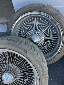 Dayton mustang Low Rider Rims Set of 4 Chrome -Spoke Wire Wheels need to be replaced 215 45 R 18 Rims