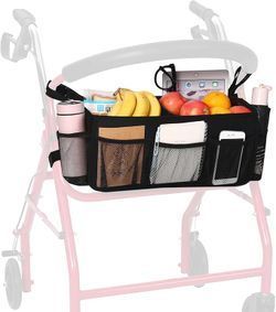 Large Rollator Walker Accessories Bag with Multiple Pockets