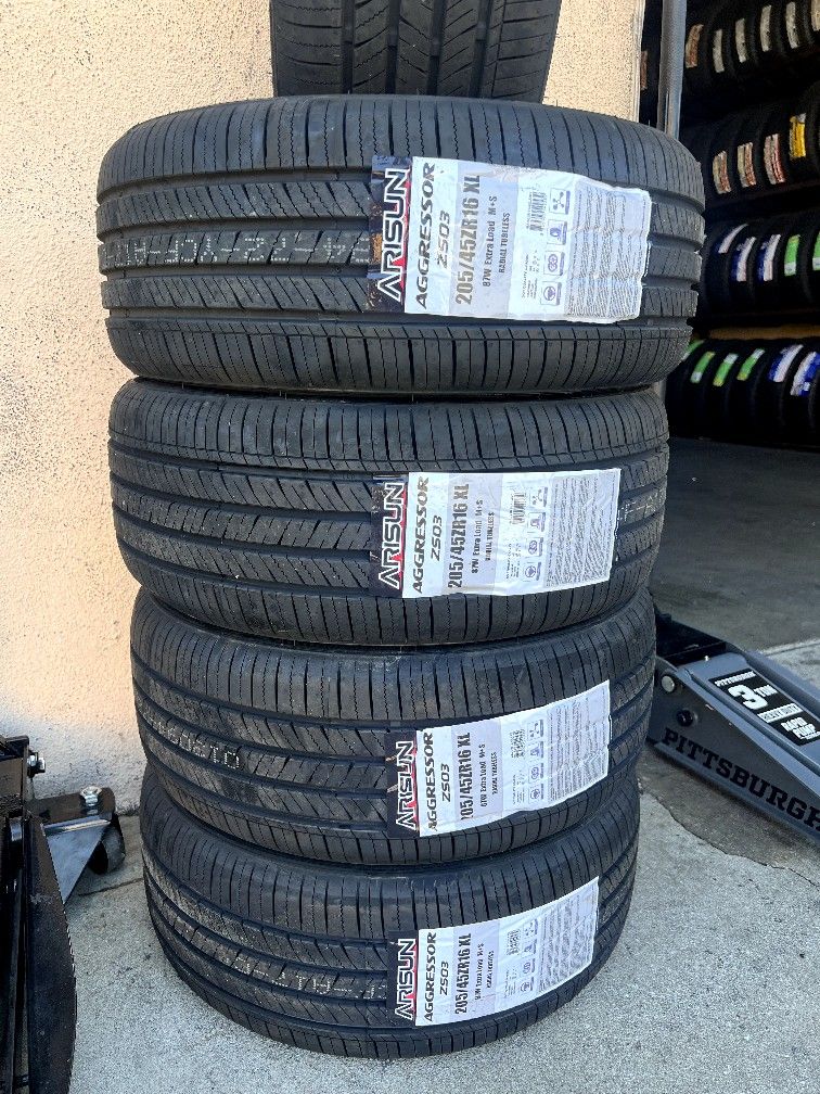 205/45/16 New Tires Set Of 4 Tires Arisun Installed And Balanced Set De 4 Llantas Nuevas Instaladas Y Balanceadas