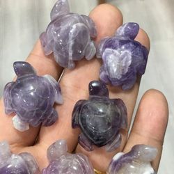 2pcs. Dreamy Amethyst Turtle Carvings Natural Crystal Bundle 