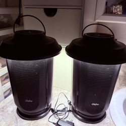 Altavoces Bluetooth para exteriores Olafus (paquete de 2), altavoz portátil estéreo inalámbrico de 20 W con linterna, 20 LED blanco cálido, sincroniza