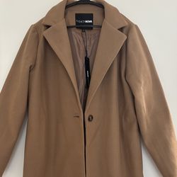 Fashion Nova Natalie Wool Coat - Camel, Size M (Brand New with Tags)