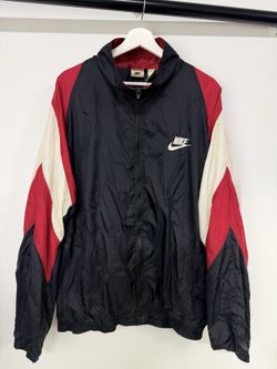 Vintage 90s Nike Windbreaker Jacket Black/Red/White Full Zip