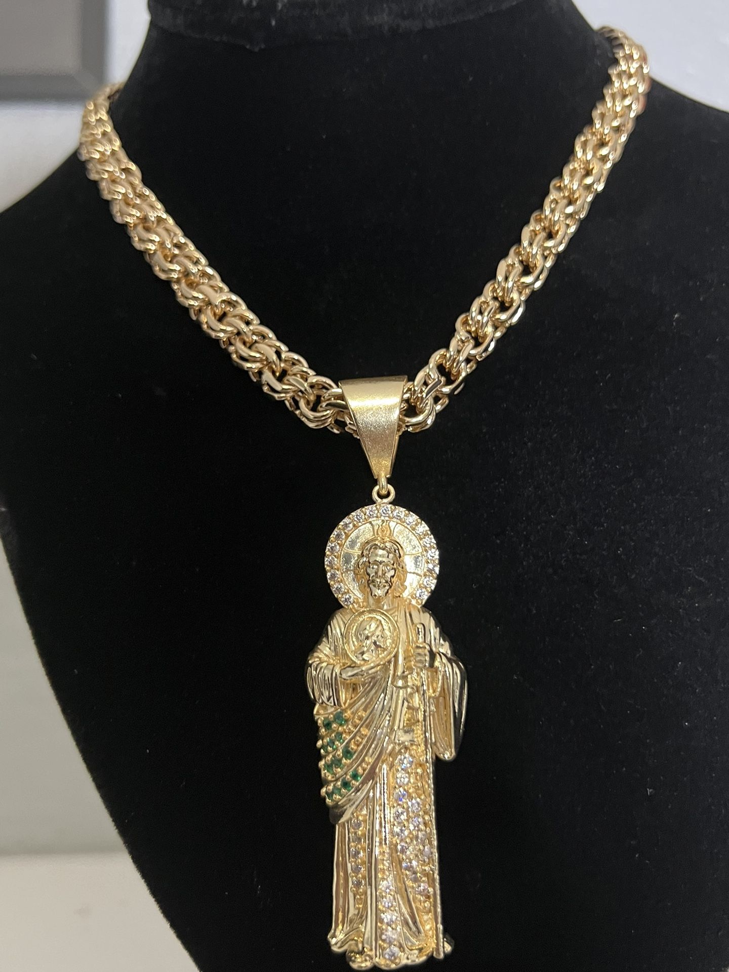 14K Gold Filled Chino Link Chain With San judas Charm