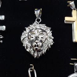 Silver Stainless Steel Lion Charm 