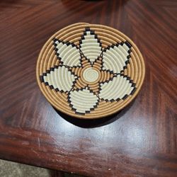 Unique Woven Wall Art Decor Bowl - Tan, Black, White - 10.5 inch