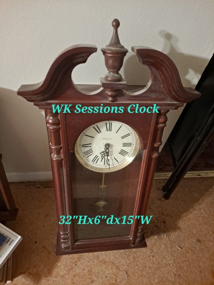 Wk Sessions Vintage Clock ( Works Great/Glass Broke)-$55.00