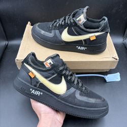 Size 7.5 - Off White Nike Air Force 1 Low Black 2018